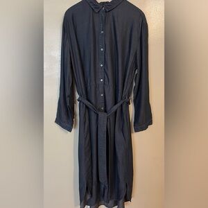 Side Stitch Los Angeles Chambray Shirt Blue Button Up Midi Dress Belted XL